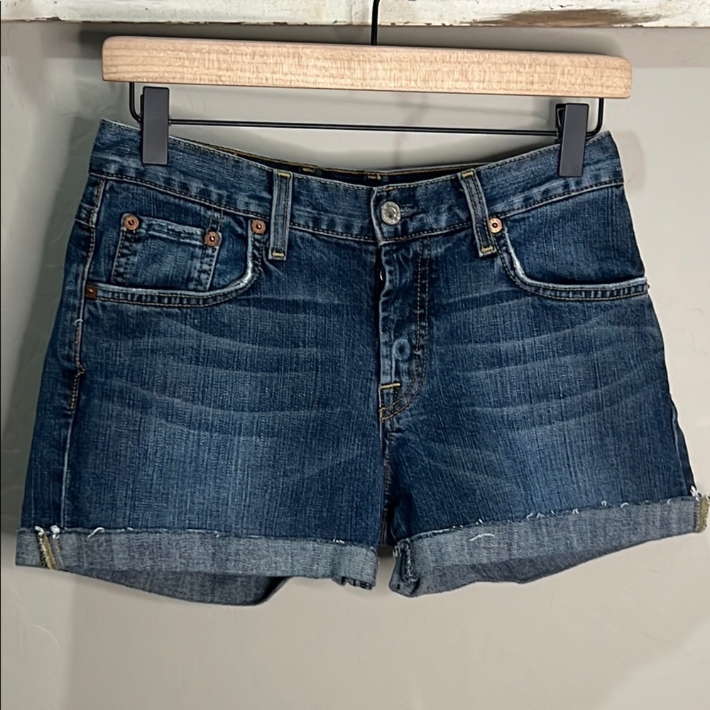Lucky Brand Denim Blue Women's Shorts Fray Edge Cuttoffs Vintage Y2K Button Fly